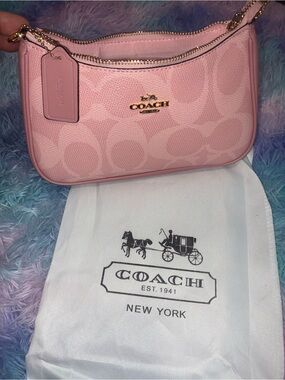 Pink Monogram Shoulder Bag | Gold Hardware | Zip Top | Y2K Mini Purse